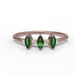 Minimalist Dainty Fancy Trinity Marquise CZ Ring